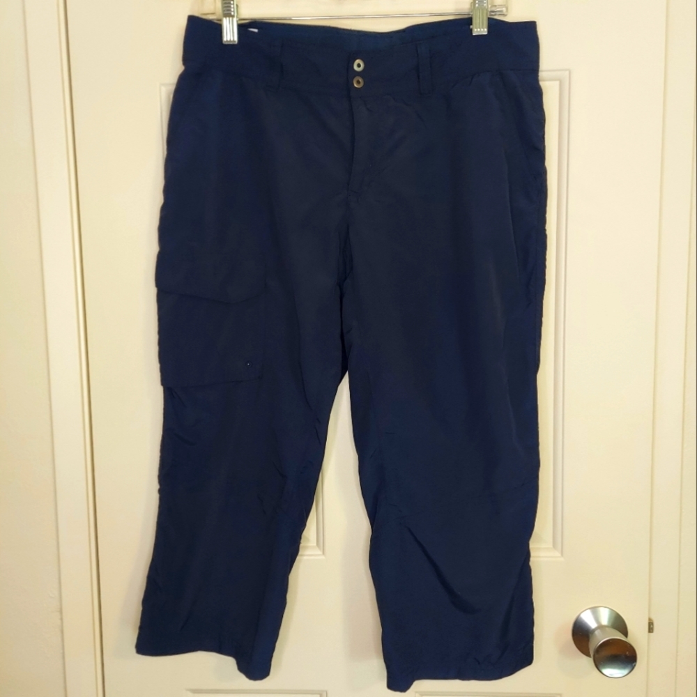 Columbia PFG Cropped Capri Pants 10 Navy Blue Quick Dry Fishing Pant